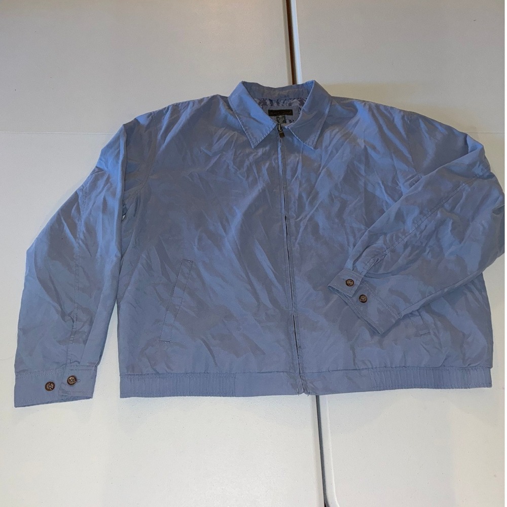 Lyle & Scott Scotland Mens XL Light Blue Full Zip Harrington Jacket Lightweight